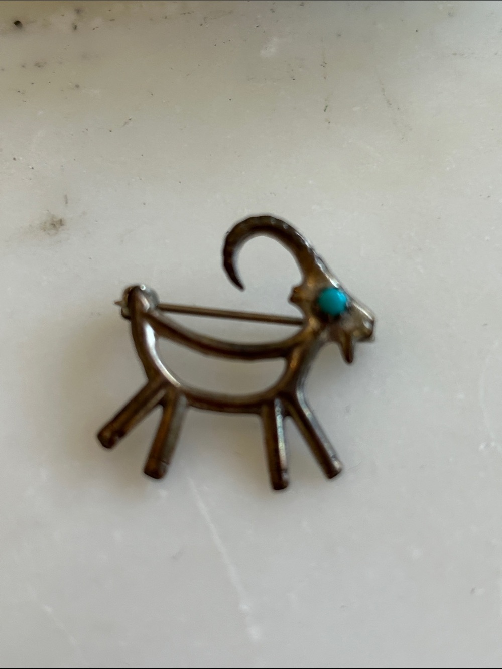 Silver Goat Pin Brooch